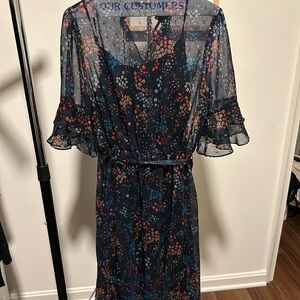 Leona Edminston Navy Floral Midi Dress